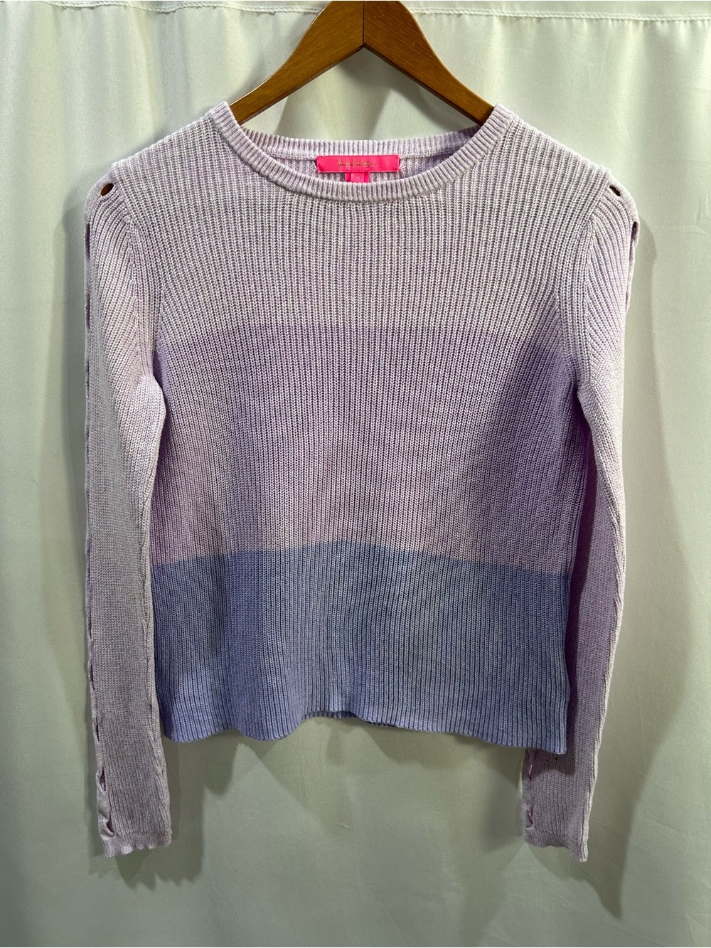 Lilly Pulitzer Cortina Seeater Purple Ombré Lattice Sleeves EUC
